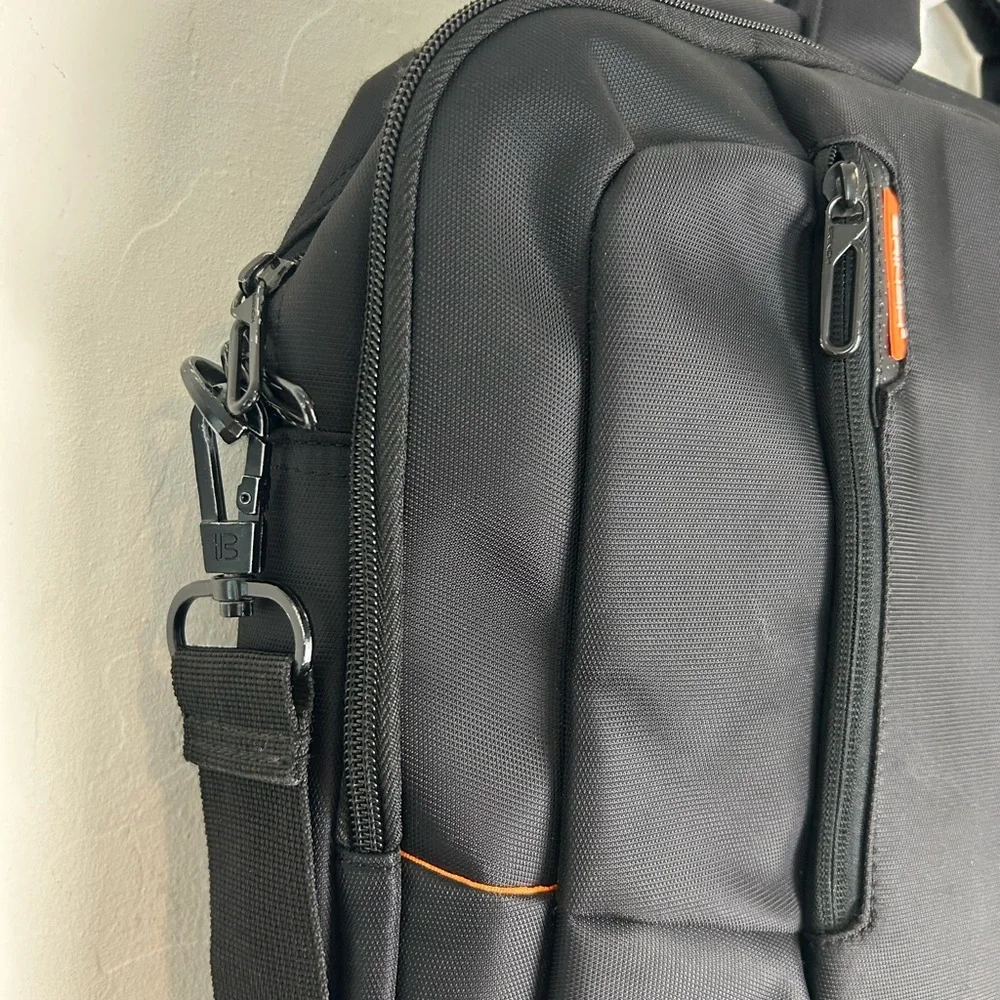 Brinch Black and Orange Laptop Bag with Professional Design